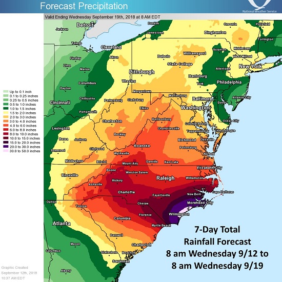 Hurricane Florence Damage Projections | weathertrends360